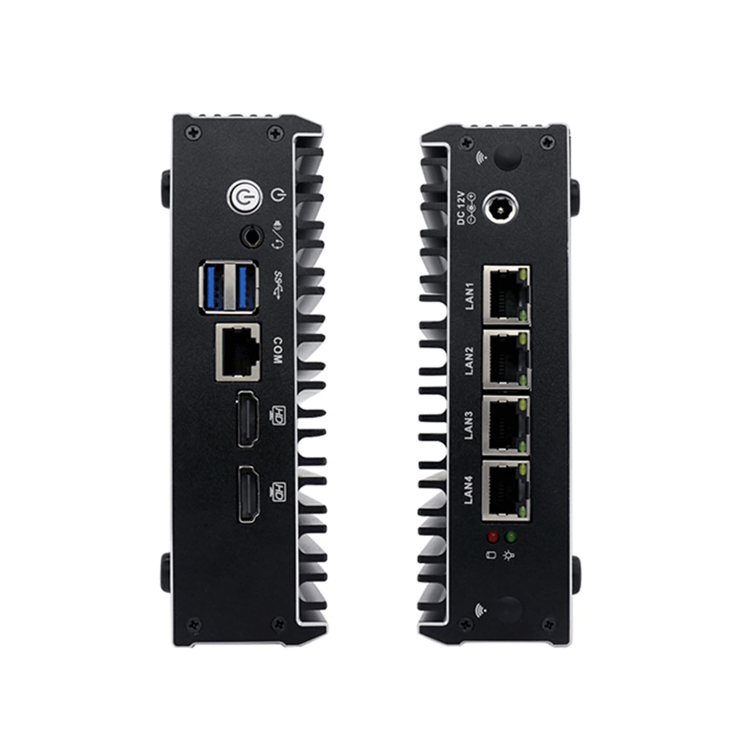Din Rail Micro Firewall Appliance, Mini PC, PFSense, Untangle, Sophos XG, Mikrotik, OPNsense, VPN, Router PC, Celeron J3160, RX18, COM, 4 x I210 I211, 2 x HDMI, 0 RAM, 0 Storage, Barebone No System
