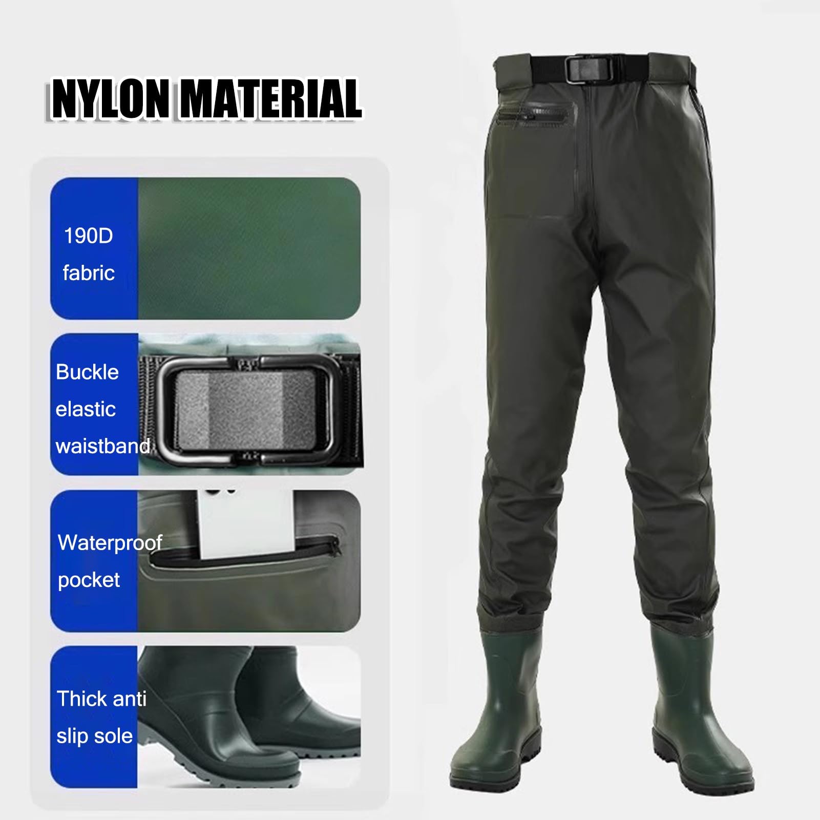 Watstiefel Dicke Angel-Wathose aus Nylon, Wasserstiefel für Herren, geeignet für Zucht, Landwirtschaft und Erkundung