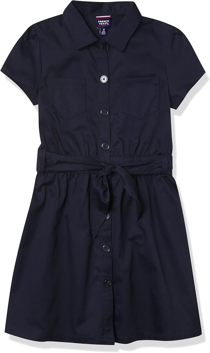 French Toast Vestido Safari de Manga Corta para niña