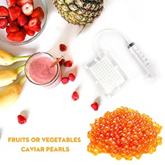 DUEBEL Kit de fabrication de caviar 96 trous avec cuillère à pomper Boba Maker Caviar Maker Box Roe Sauce Passoire Outils Sphérification Compte-gouttes Moléculaire Gastronomie Kit Caviar Maker Kit