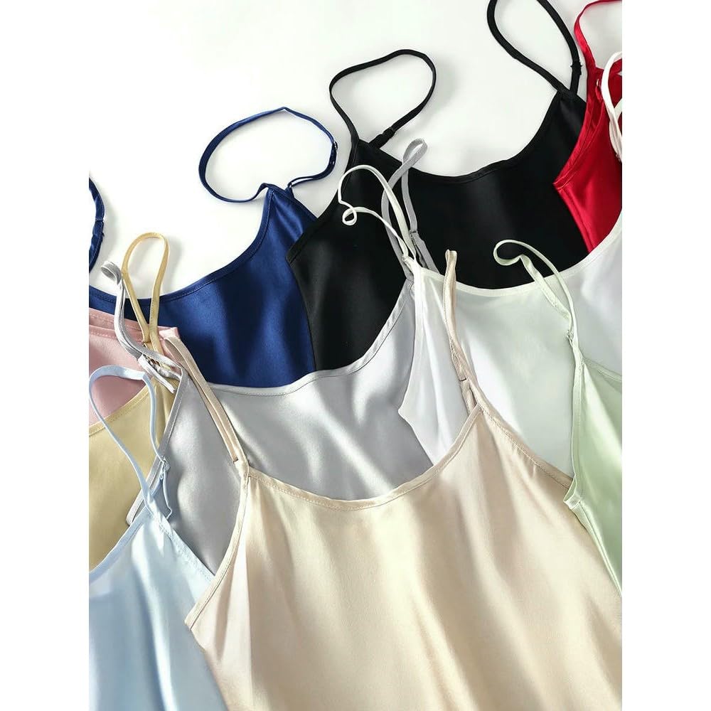 QXDZSW Camisoles pour femme, 19 mm, caraco uni et confortable, t-shirts basiques printemps-été, blanc, rose, beige