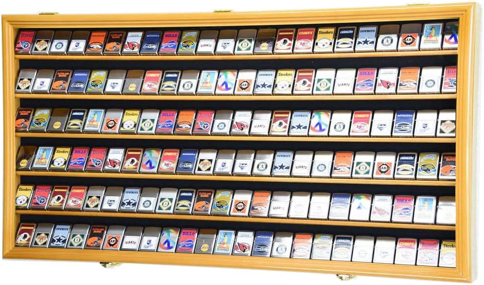sfDisplay.com,LLC. 138 Zippo Lighter Lighters Match Books Matches Display Case Cabinet Wall Rack Holder Lockable w/98% UV Door (Black Finish)