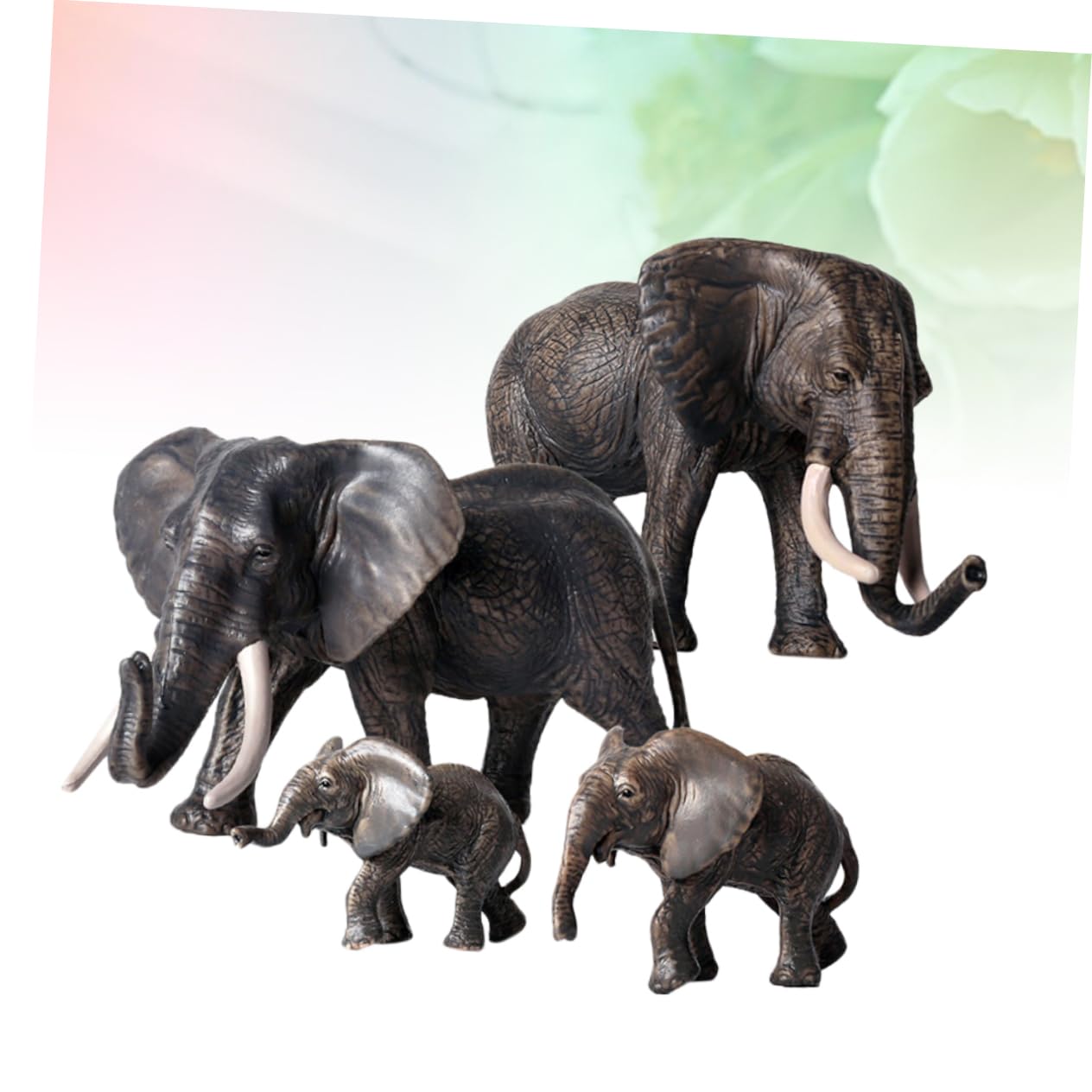 KOMBIUDA Modelo de Elefante de Simulación 4 Piezas PVC Negro | Figuras Creativas y Realistas, Juego de Grupo Salvaje, 1 Set para Niños
