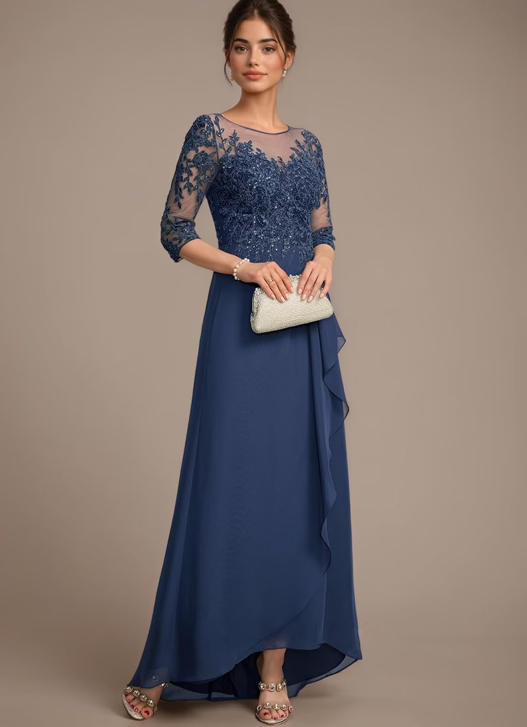 Lace Applique Mother of The Bride Dresses for Wedding Formal Dress Chiffon A line Evening Gown - Image 2