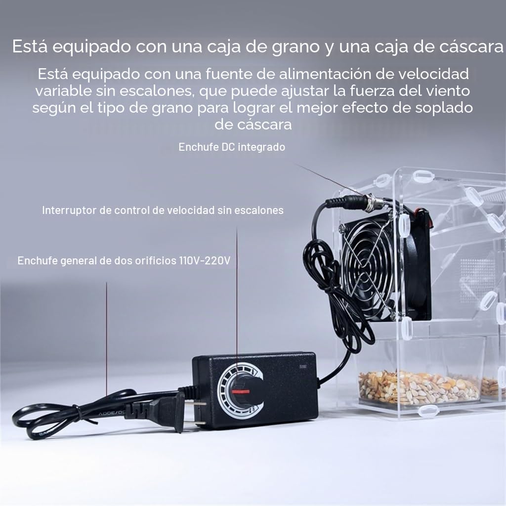 Máquina de soplado de granos de comida para pájaros, velocidad ajustable, máquina de bombardeo de alimentos para pájaros para fácil y mantenimiento