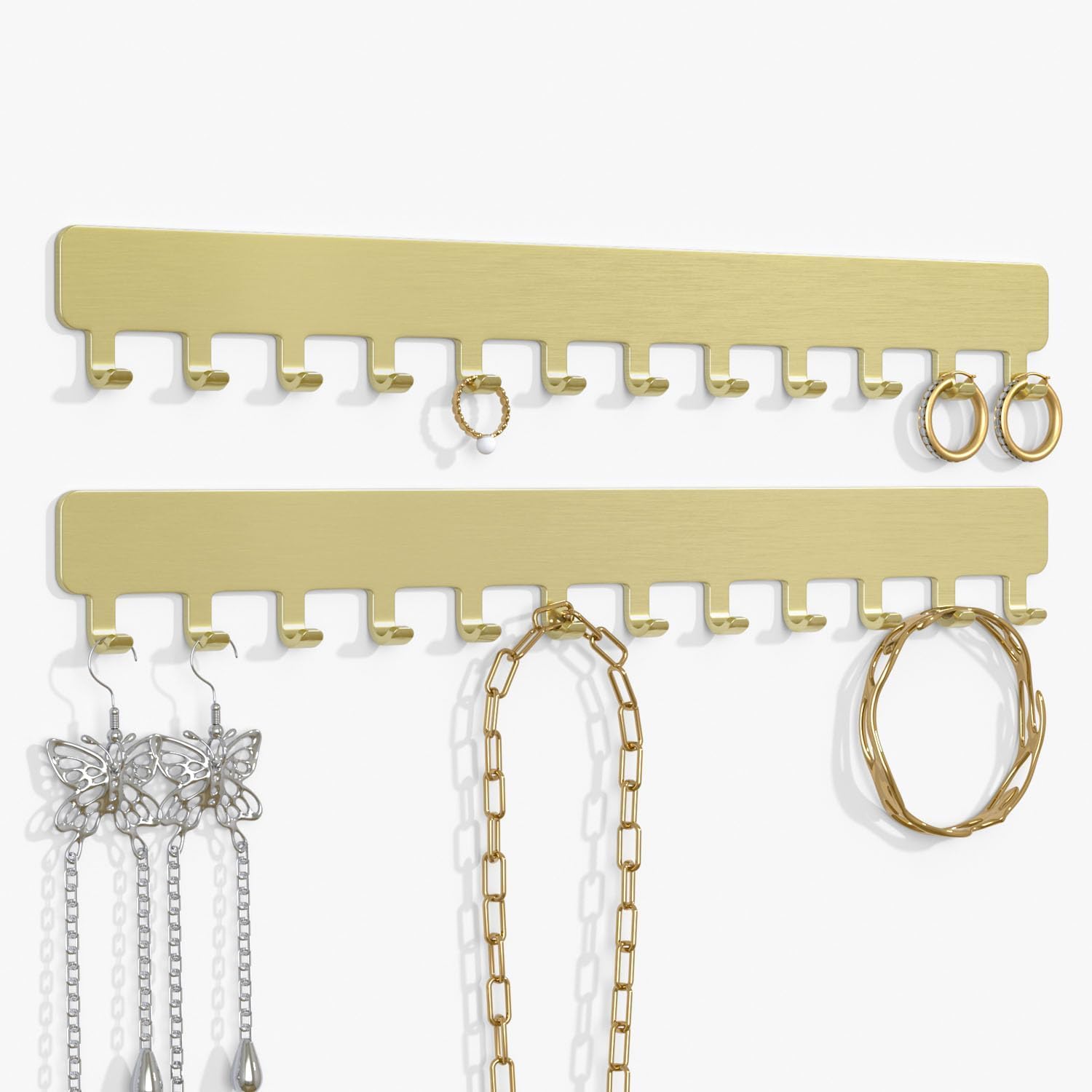 Josmimic Wand Ketten Aufbewahrung Schmuckaufbewahrung: Kettenhalter Kettenaufhänger Ketten Aufbewahrung Hängend Schmuckhalter Wand Gold 2 PCS