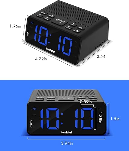 Vista 7 de Digital Alarm Clock Radio with AM/FM Radio, Multi-Colors 1.4” LED Digits, Preset, Sleep Timer and Clear Display with Dimmer for Bedroom Bedside