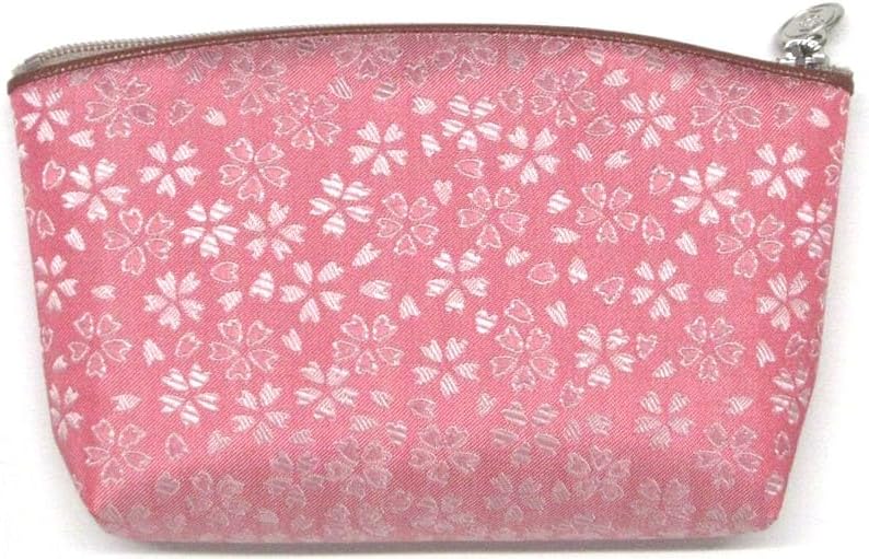 福岡県伝統工芸品 博多織 ポーチ(大) 桜柄 ピンク色