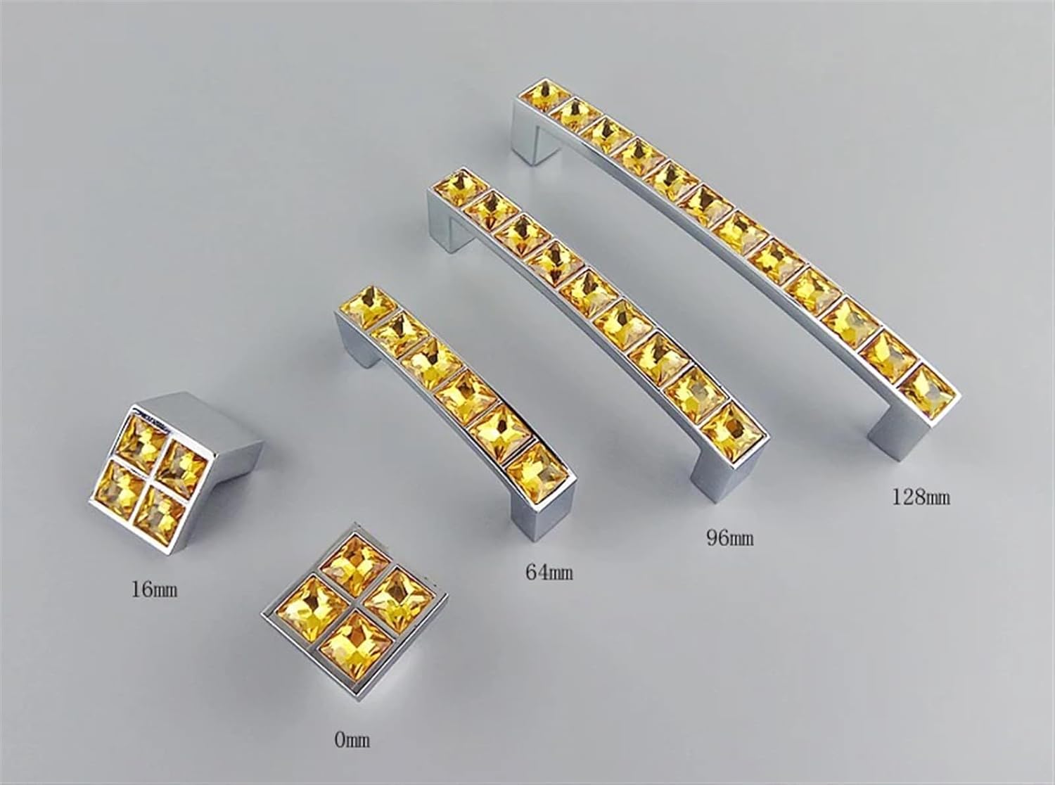 Crystal Glass Diamond Handle Furniture Sliding Door Drawer Wardrobe Kitchen Cabinets Cupboard Dresser Pull 2Pcs(128mm)