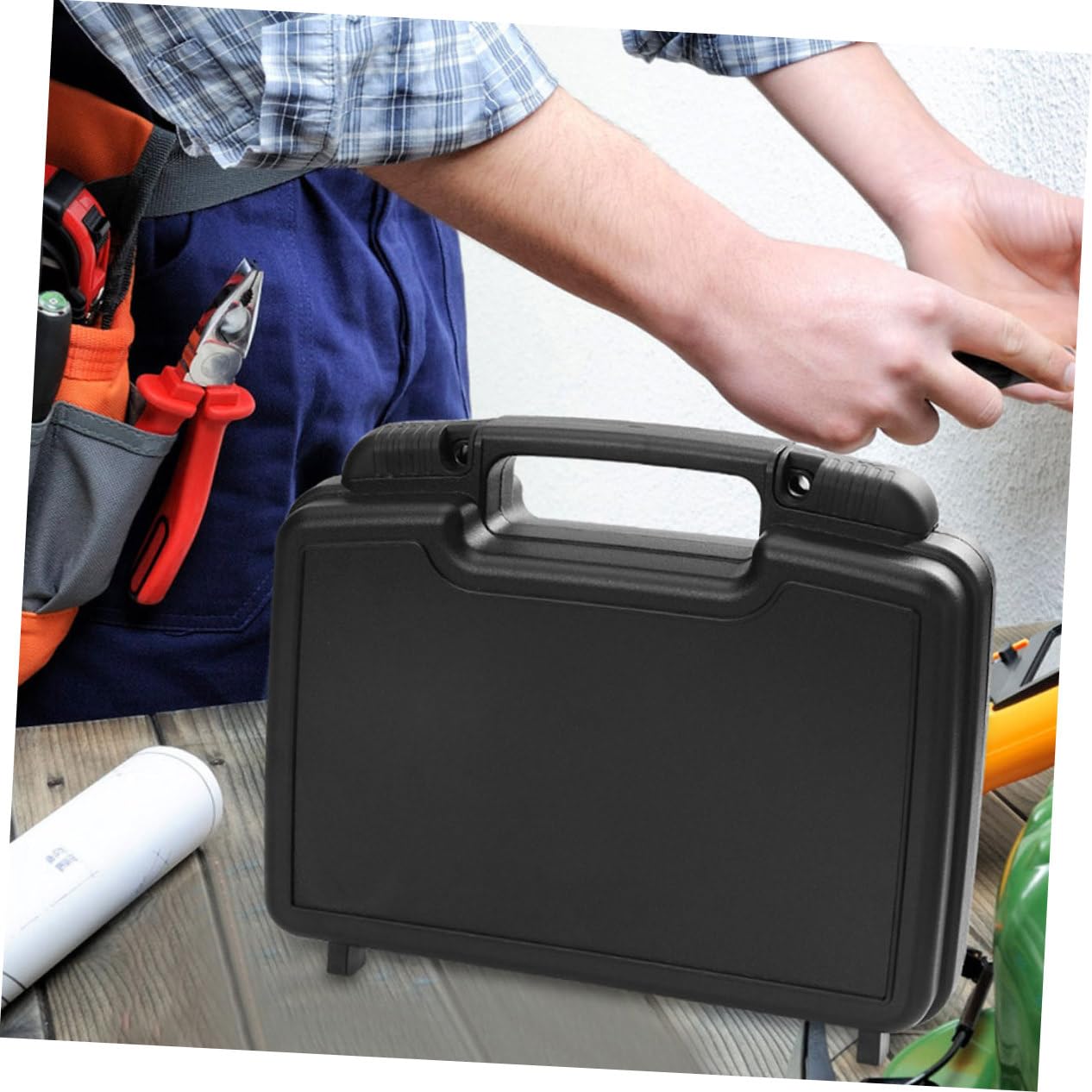 DOITOOL 2piezas Caja de Herramientas Multifuncional de Organizadora de Herramientas Portátil de Plástico Caja de Almacenamiento Resistente para Garaje y Uso Doméstico