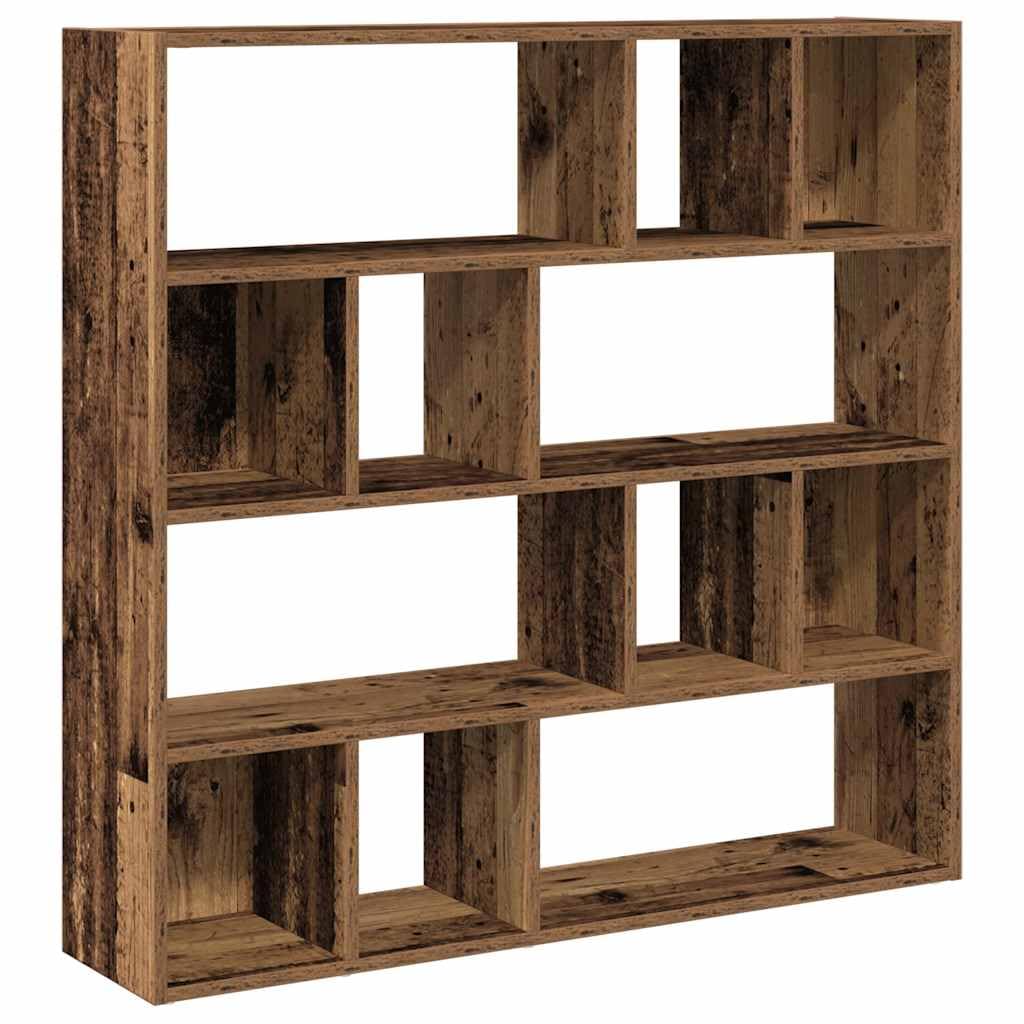 Bibliothèque séparateur de pièce vieux bois meuble rangement 105x24x102 cm