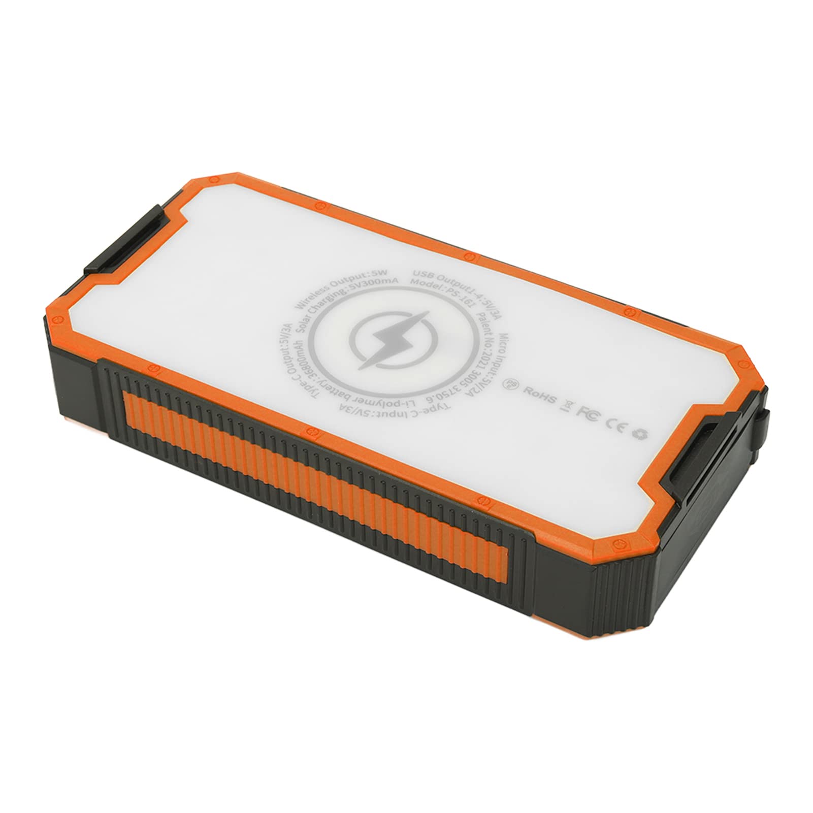 Power Bank Solare da 36800 MAh con Pannello in Silicio Monocristallino per Avventure All'aria Aperta, Caricatore Solare Portatile con 36 LED per il Campeggio (Arancia)