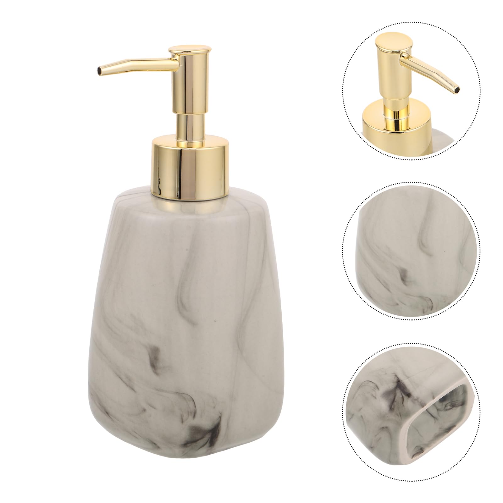 Didiseaon Dispensador de Jabón de Cerámica Estampado Mármol, Botella Cuadrada de 350 Ml para Baño y Cocina, Dispensador Líquido Recargable para Gel, Champú y Loción, Diseño Moderno