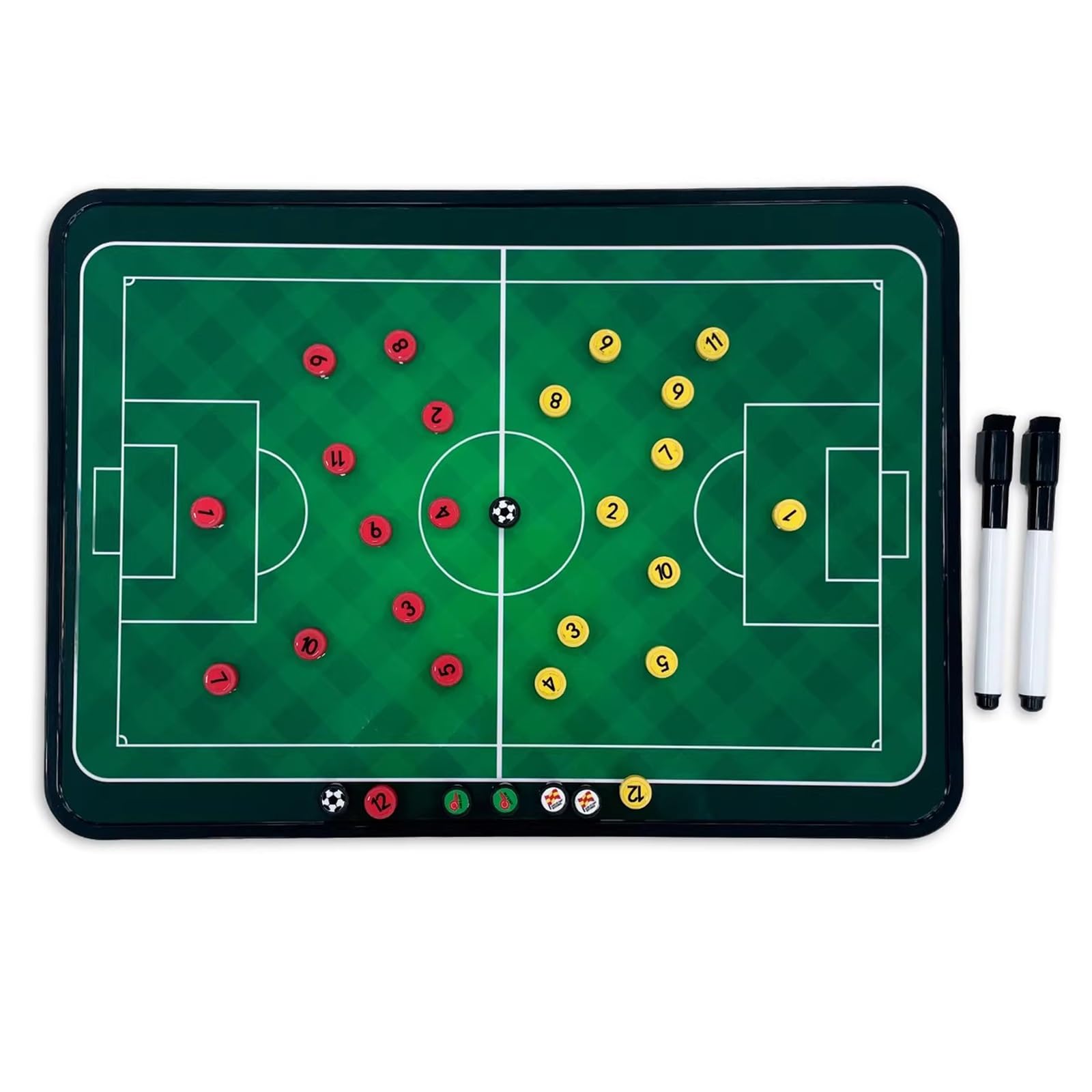 Lavagna per Allenatori di Calcio, Cartellina Allenatore con Penna, Pedine Magnetiche, Facile da Scrivere e Cancellare, Design a Doppia Faccia, con Borsa per Il Trasporto