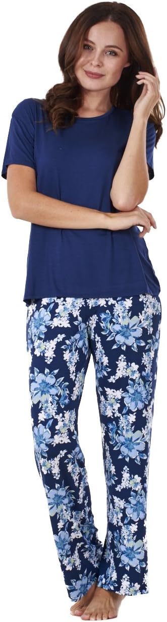Ladies Soft Pyjama Set Womens Short Sleeve Floral Loungewear Spots Nightwear