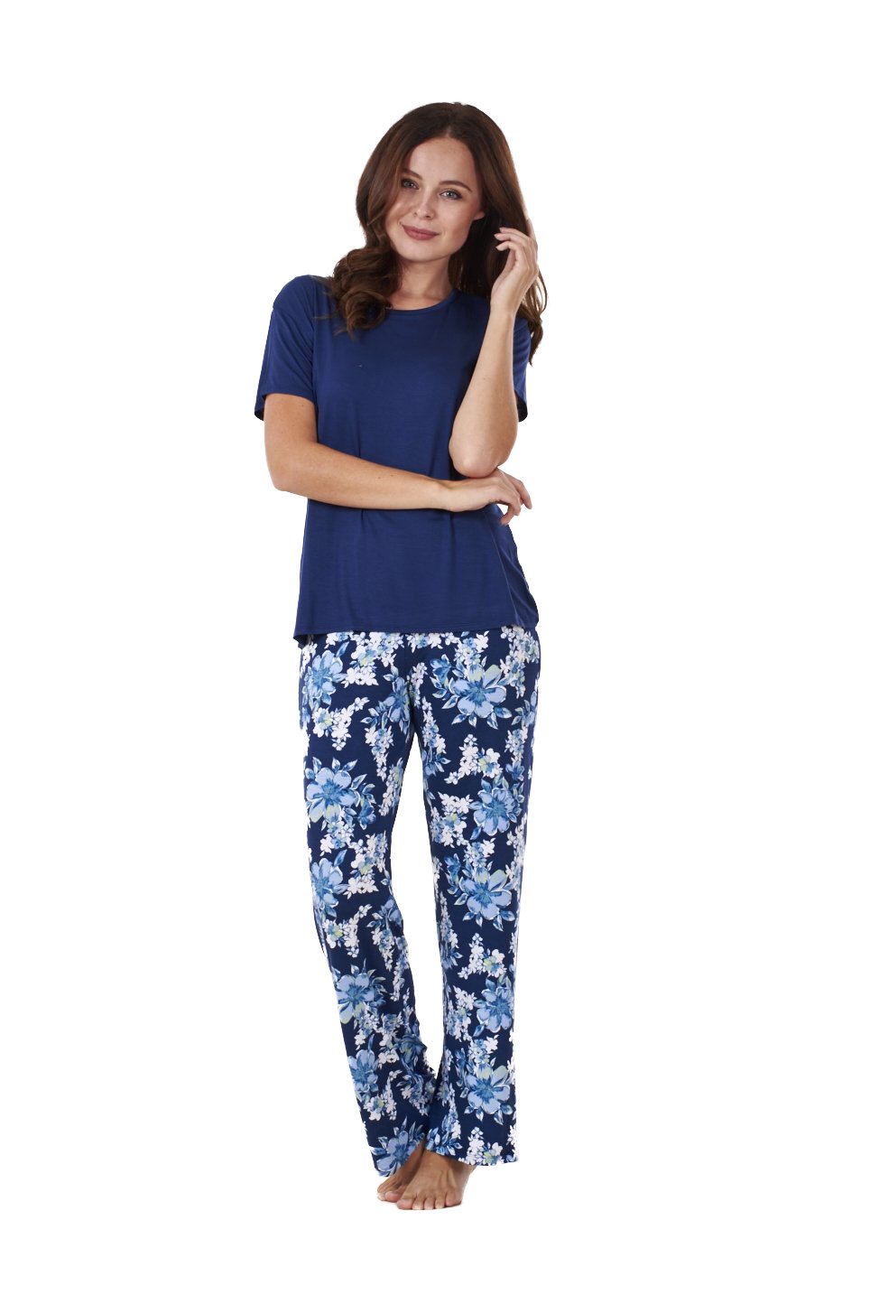 Ladies Soft Pyjama Set Womens Short Sleeve Floral Loungewear Spots Nightwear