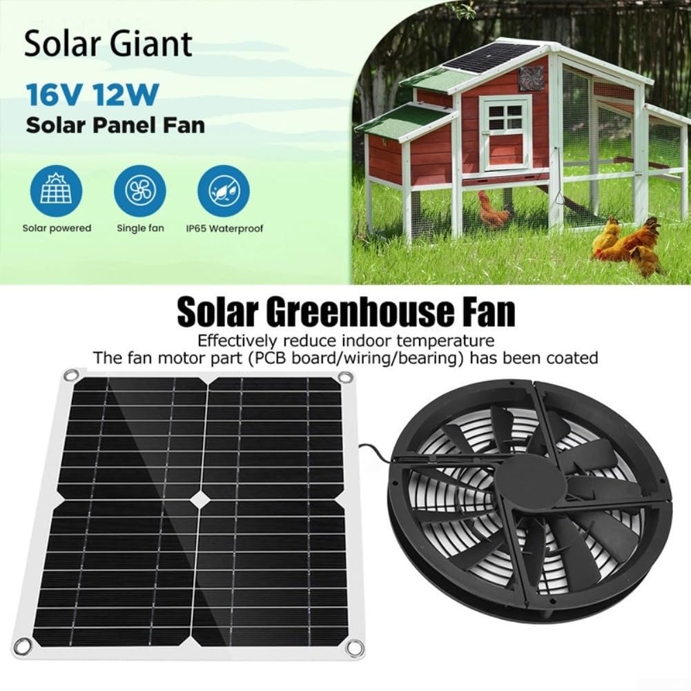 Kit ventilateur panneau solaire 12W 12V pour évents de toit poulailler serre