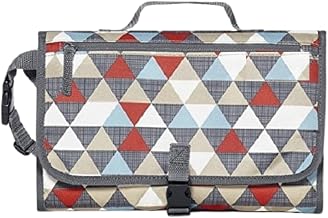 Argyle Diaper Changing Seat Pouch, Foldable, Portable, For Babies, Travels, Outings, Convenient, Compact, Waterproof, Cushioned, Bag-type, Stylish, Storage Pocket Included, Newborns/Babies, Diaper Changing Sheet, Portable, Simple, Cute, For Going Out