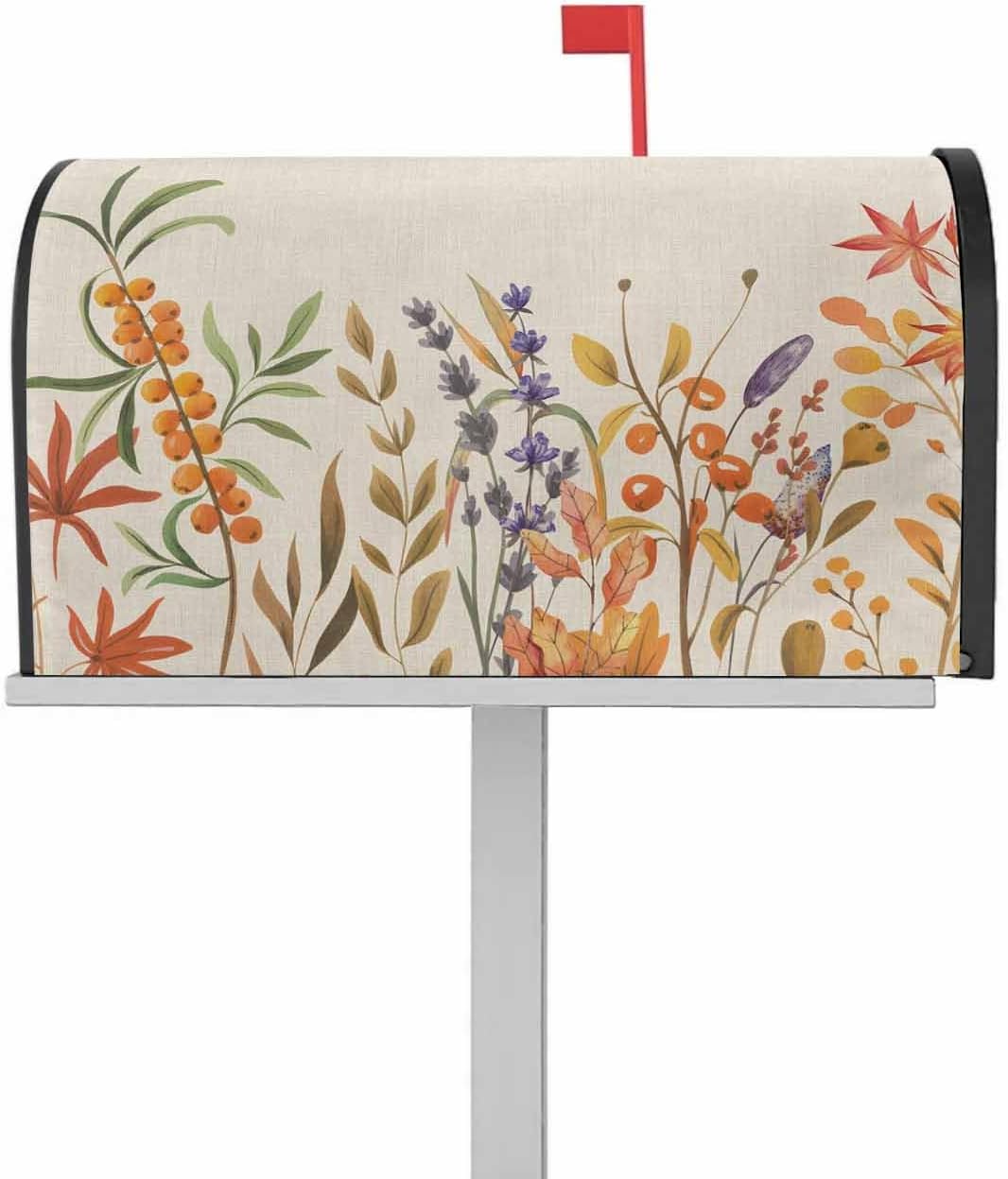 Gradient Texture Mailbox Cover Standard 18.5x21.7 inch Magnetic Post Letter Box Cover Outdoor Mailbox Covers for Patio, Garden, Home Decoration Vertical Lines Pattern Simple Style