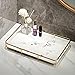 Dobbyby Vanity Tray Makeup Organizer Cosmetics Storage Bathroom Skincare Organizer Countertop Display Rack in Dresser Stainless Steel Shelf Marble Print Ceramic Trays