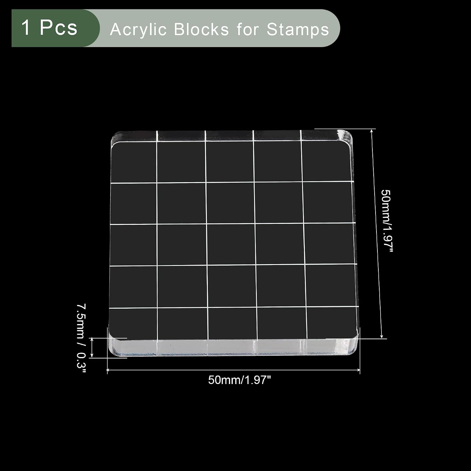 YOKIVE Acrylic Stamp Block with Grid Lines Decorative, Transparent Acrylic Blocks Square, Great for Daily DIY, Crafts, Invitations, Cards (2" x 2")