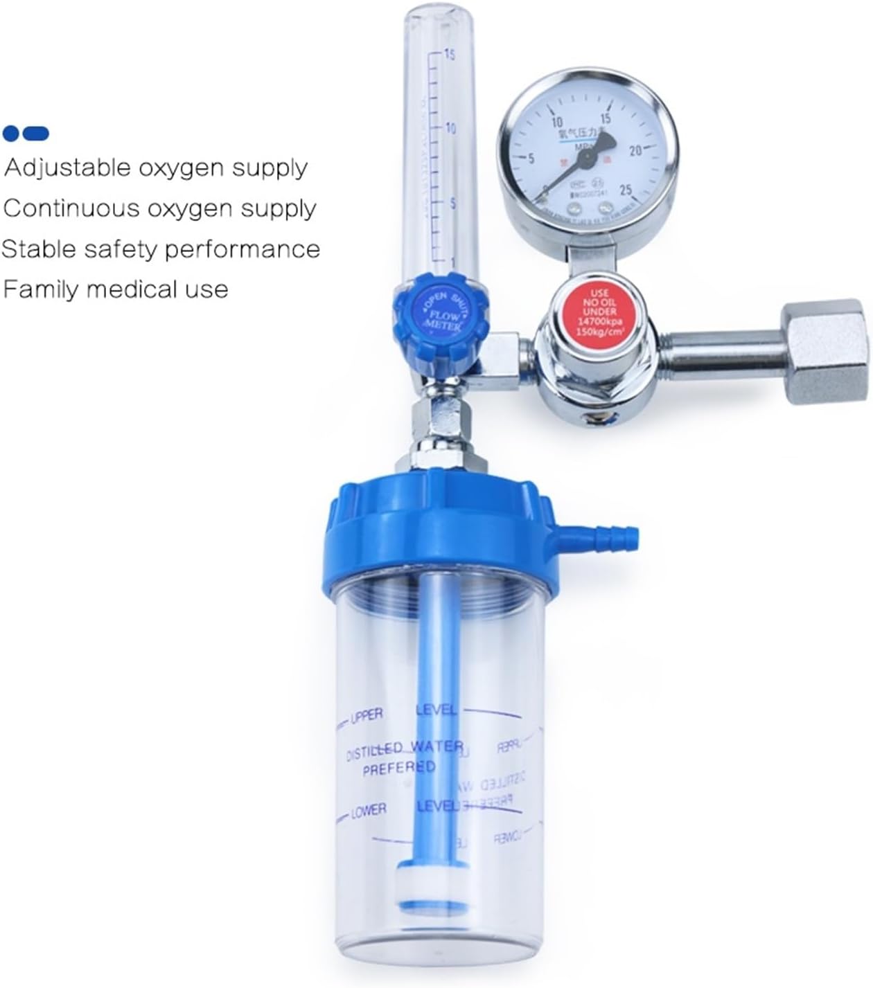 G5/8" Pressure Regulator O2 Medical Oxygen Inhaler Reducing Valve Meter Gauge 0-10L/min 83XA