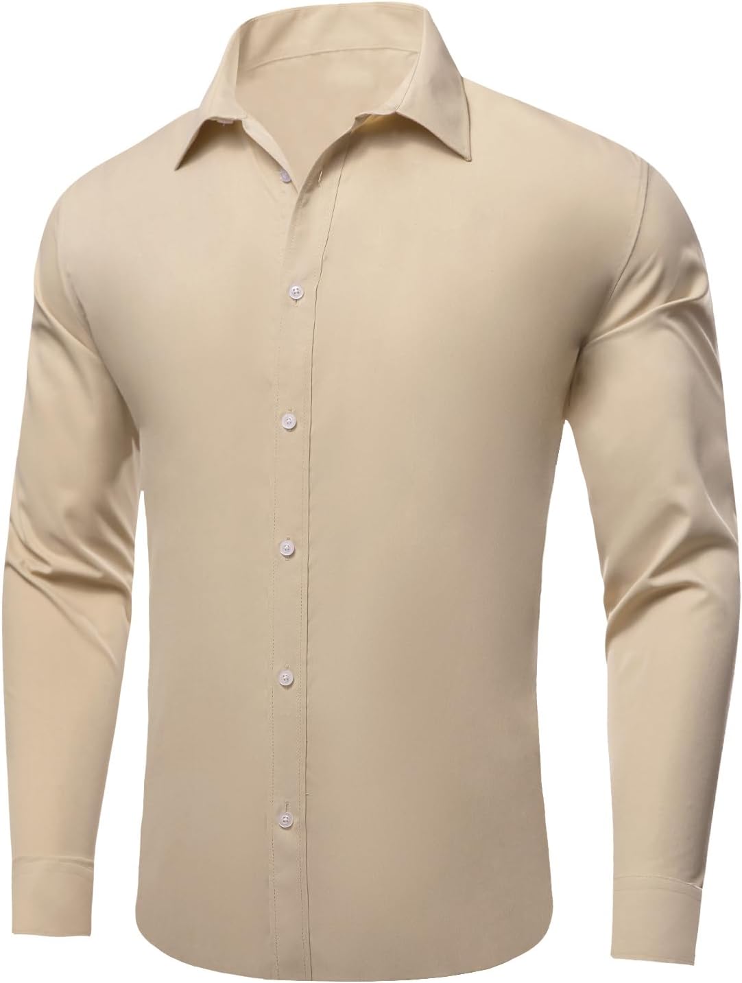 Dubulle Solid Mens Dress Shirt Satin Long Sleeve Business Casual Button Down Shirt with Pocket for Men - Image 5