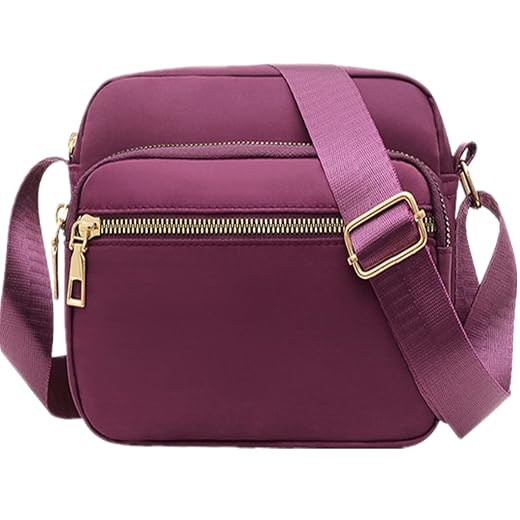 Small Nylon Crossbody Bags for Women, Messenger Bag Travel Purses and Waterproof Shoulder Designer Handbags Pocketbooks (Purple)