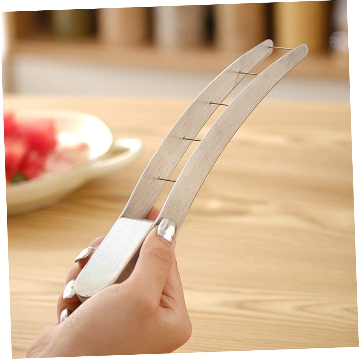 Unomor 1Set Multipurpose Watermelon Cutter Fruit Slicer with Leaf Forks Easy Cutting Tool for Home Outdoor Use for Serving Watermelon Cubes at Parties