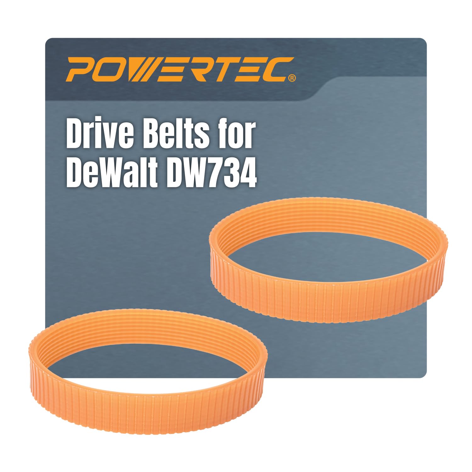 POWERTEC Planer Drive Belt for DeWalt DW734-2-Pack Replacement Ribbed Belts (429962-08), 9-Rib, Low Noise, High Tensile Strength (72077)