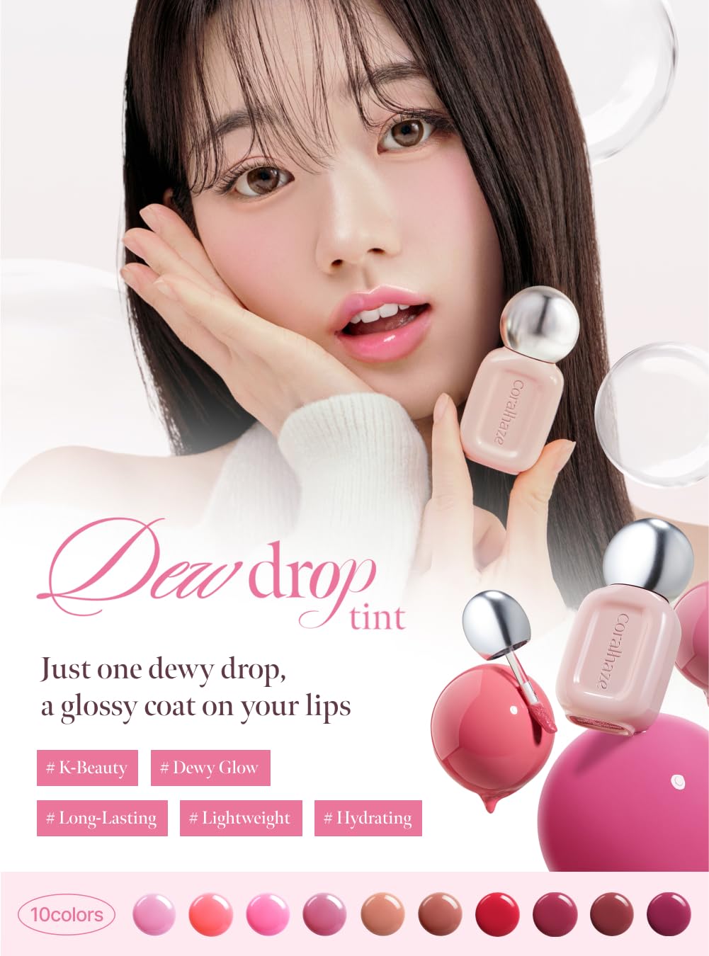 Dew Drop Tint #204 Rare 4.5g, Glossy, Lightweight Lip Stain, Glass-Like, High Shine, Moisturizing Lip Oil, Long Lasting Color, Hydrating Gloss, Dewy Finish, Korean Beauty Makeup - Image 2