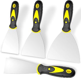 Beyotool 4-Pc Stainless Steel Putty Knife Set (2" 3" 4" 5") - Spackle Scrapers for Drywall Repair, Wallpaper Removal, Paint Scraping, Plaster Application