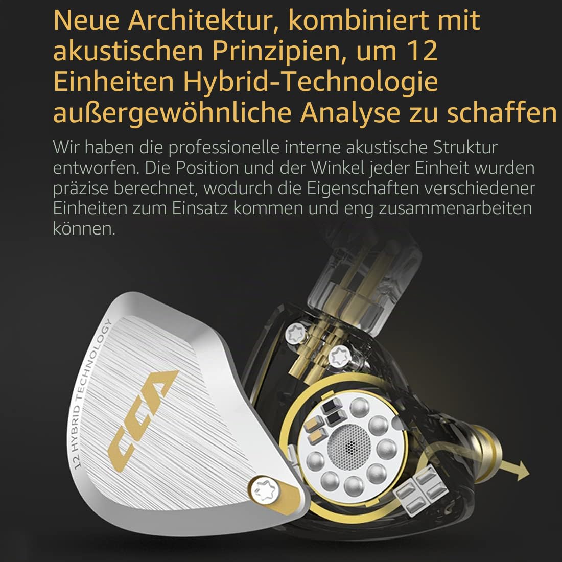 CCA C12 5BA 1DD Stereo Bass Kopfhörer In Ear Kopfhörer mit Kabel Noise Cancelling Sport Earbuds Headset für Musiker Audiophile Sänger DJ