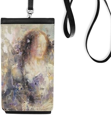 Pausa XJJ Oil Painting Phone Wallet Purse Hanging Mobile Pouch Black Pocket