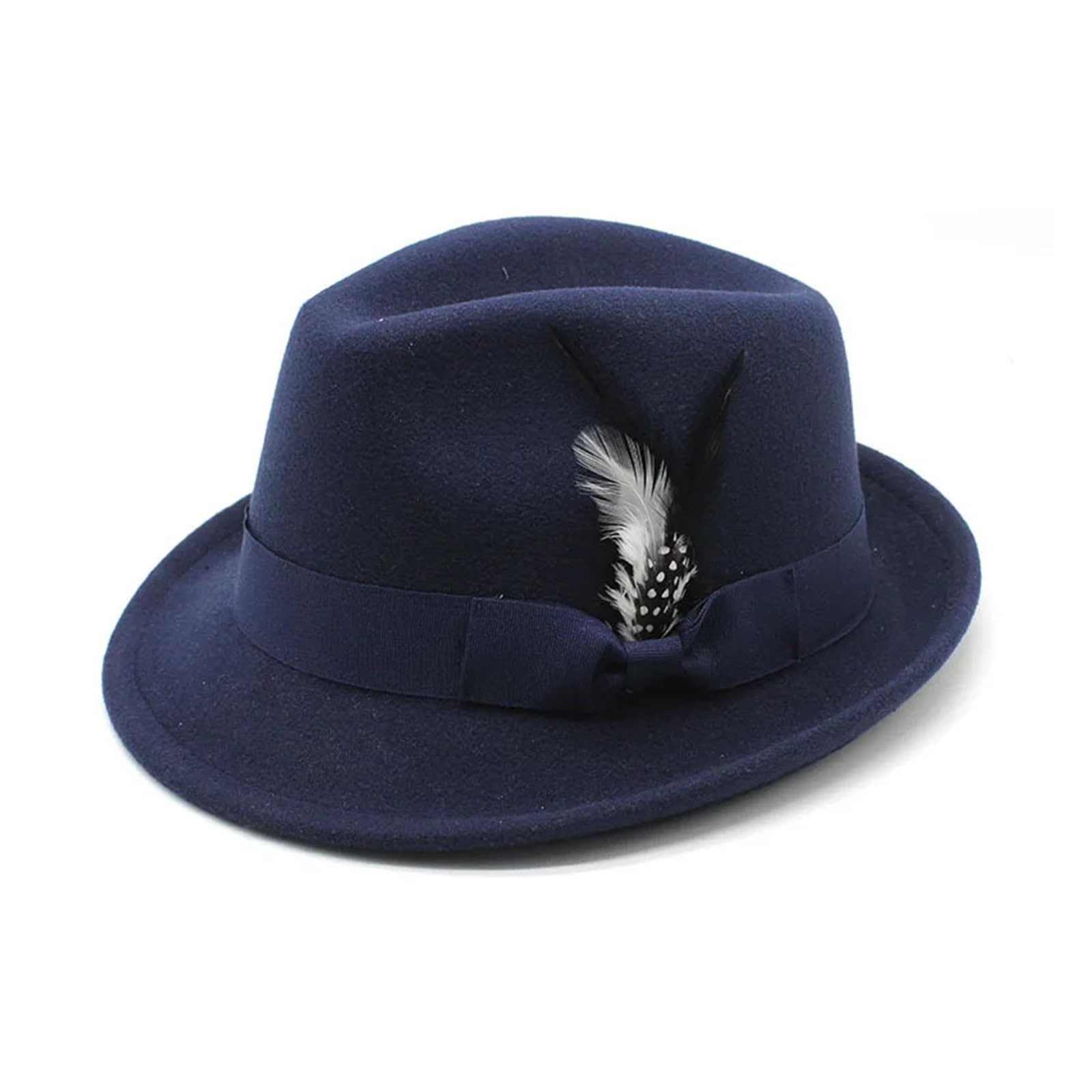 Sombrero Fedora Hombre Sombrero Fedora for Hombre, decoración de Plumas de Fieltro, Estilo Occidental, ala Suave, Sombreros de Caballero, Accesorio Informal Formal for Fiesta