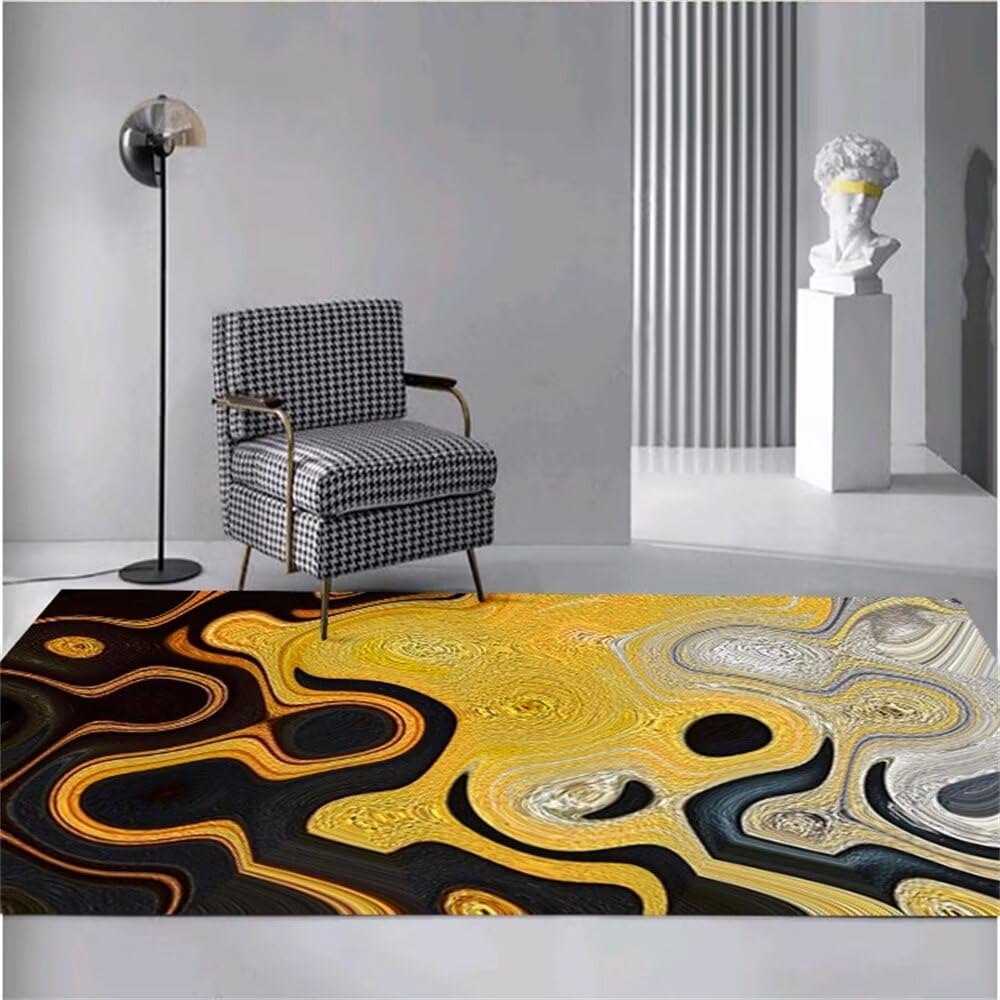 Tapis design salon jaune et moquette intérieure antidérapante