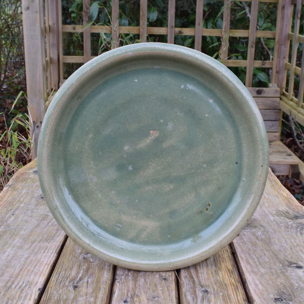 Bedwen Garden Saucer Green Ceramic โ 35cm. Frost Proof Outdoor Saucer for Garden Planter & Patio โ image 1