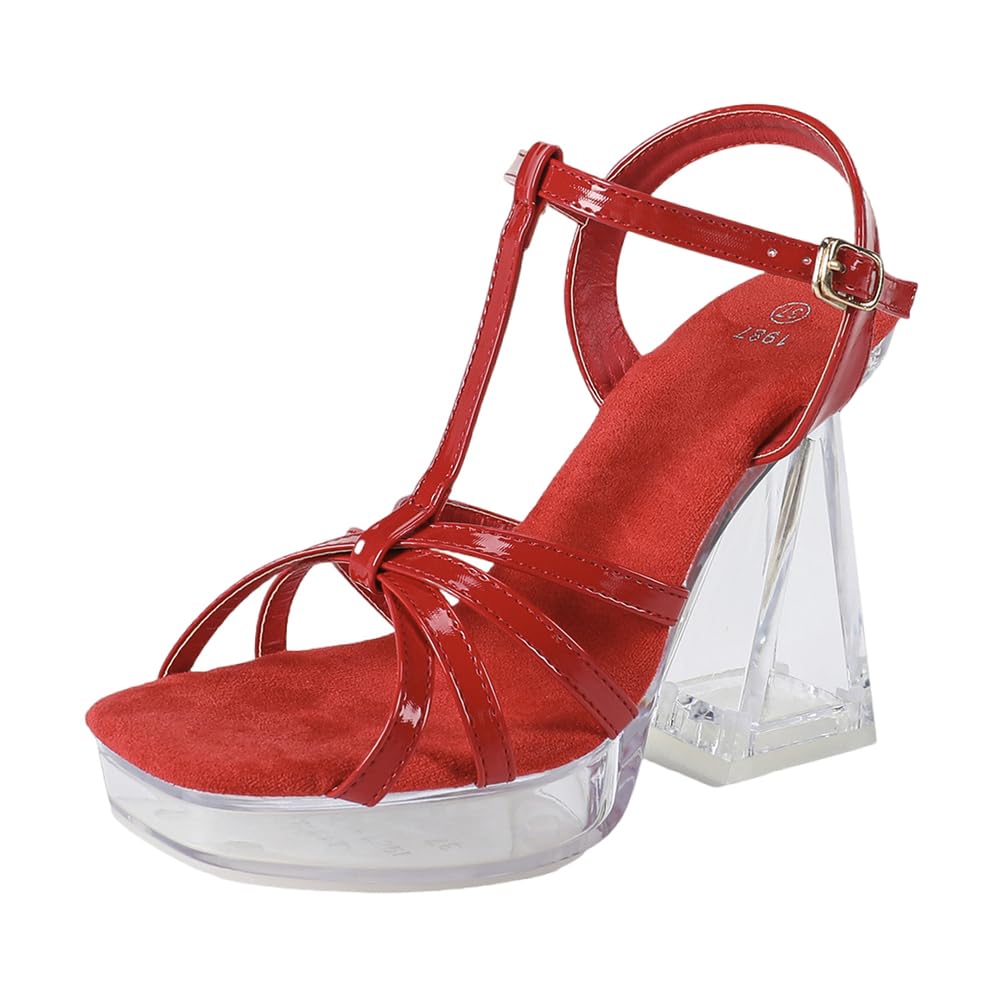 Tacchi Alti da 12 cm da Donna | Sandali con Tacco Grosso, Punta Quadrata e Plateau Antiscivolo per Matrimoni in Spiaggia, Balli Nuziali e Serate in Discoteca