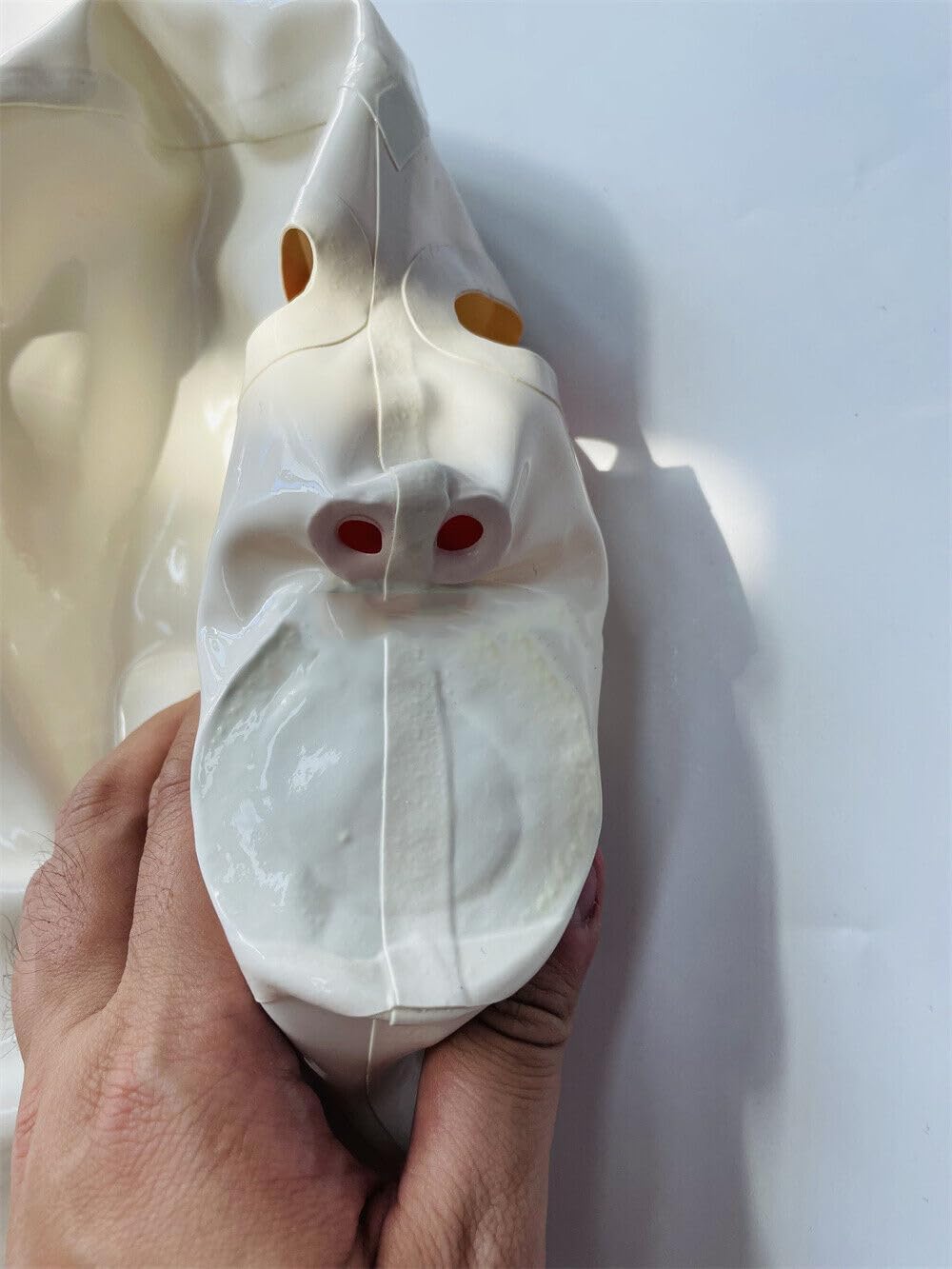 Latex Mask Rubber Hood Inner Sheath 15cm Long Nose Tube Party Mask SM Mask, White