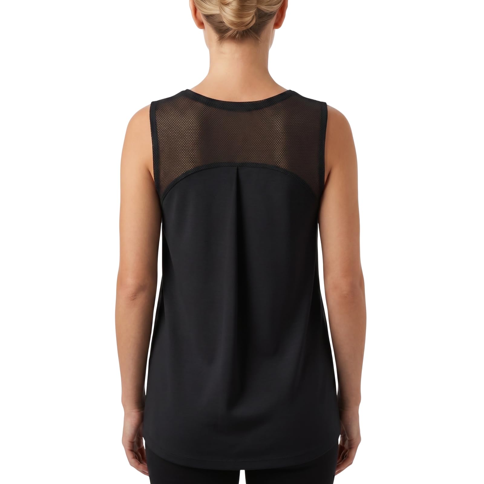 Camiseta Deportiva Mujer Espalda Malla Top Deportivo Transpirable de Secado Rápido Camiseta Sin Mangas de Fitness Alta Elasticidad Ligero Yoga Tops Cuello Redondo Shirt para Running Gimnasio