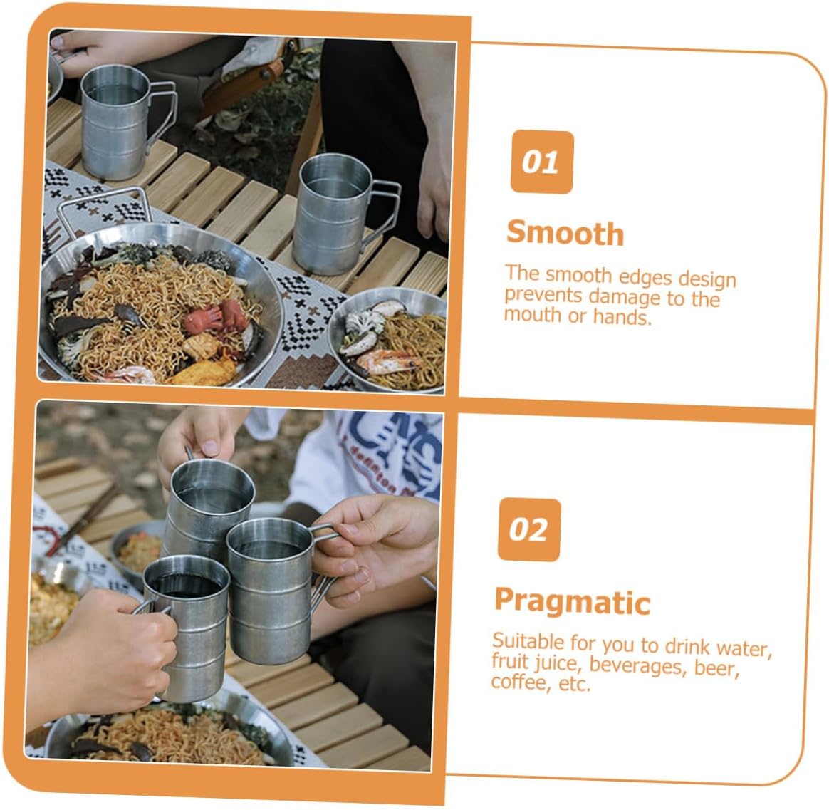 Ciieeo Stainless Camping Mug Outdoor 304 Stainless Steel Water Cup Vintage Retro Industrial Style Sturdy Beer Cold Drink Cup for Camping Picnic