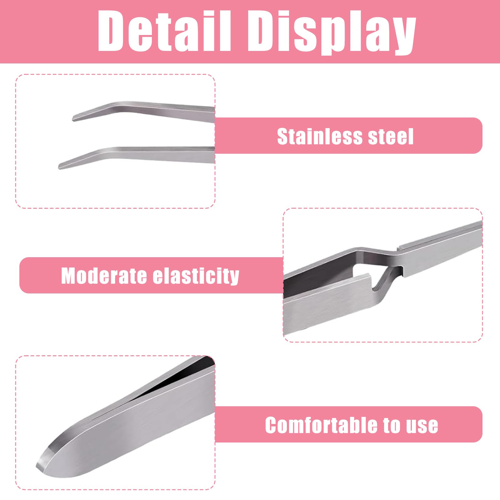 GVSS 4 Pièces Pince à Pincher en Acier Inoxydable 148 mm,Pince a Pincher pour Ongle avec Bouts Droit et Courbé,pour Extensions de Cils DIY,Manucure,Art des Ongles et Réparations de Montres