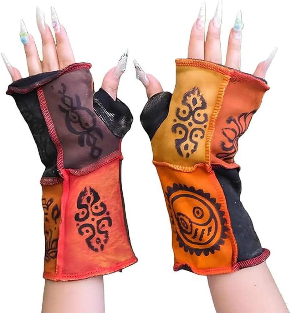 Handmade Funky Patchwork Hand Warmer with Bohemian Patchwork Design, Patchwork Fingerless Gloves