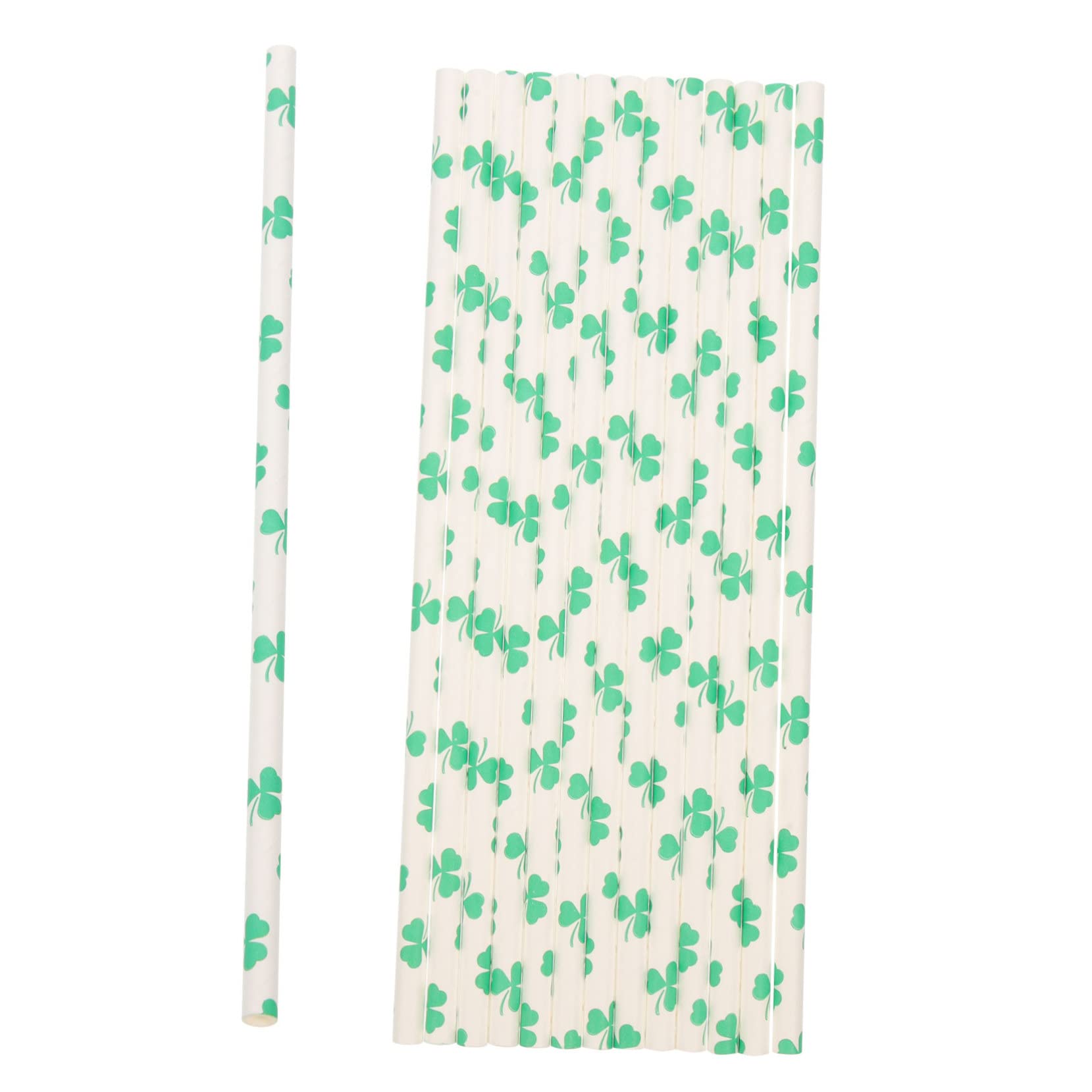 LIFKOME 96pcs Shamrock Paper Drinking Straws St Patrick's Day Decorative Straws Party Supplies