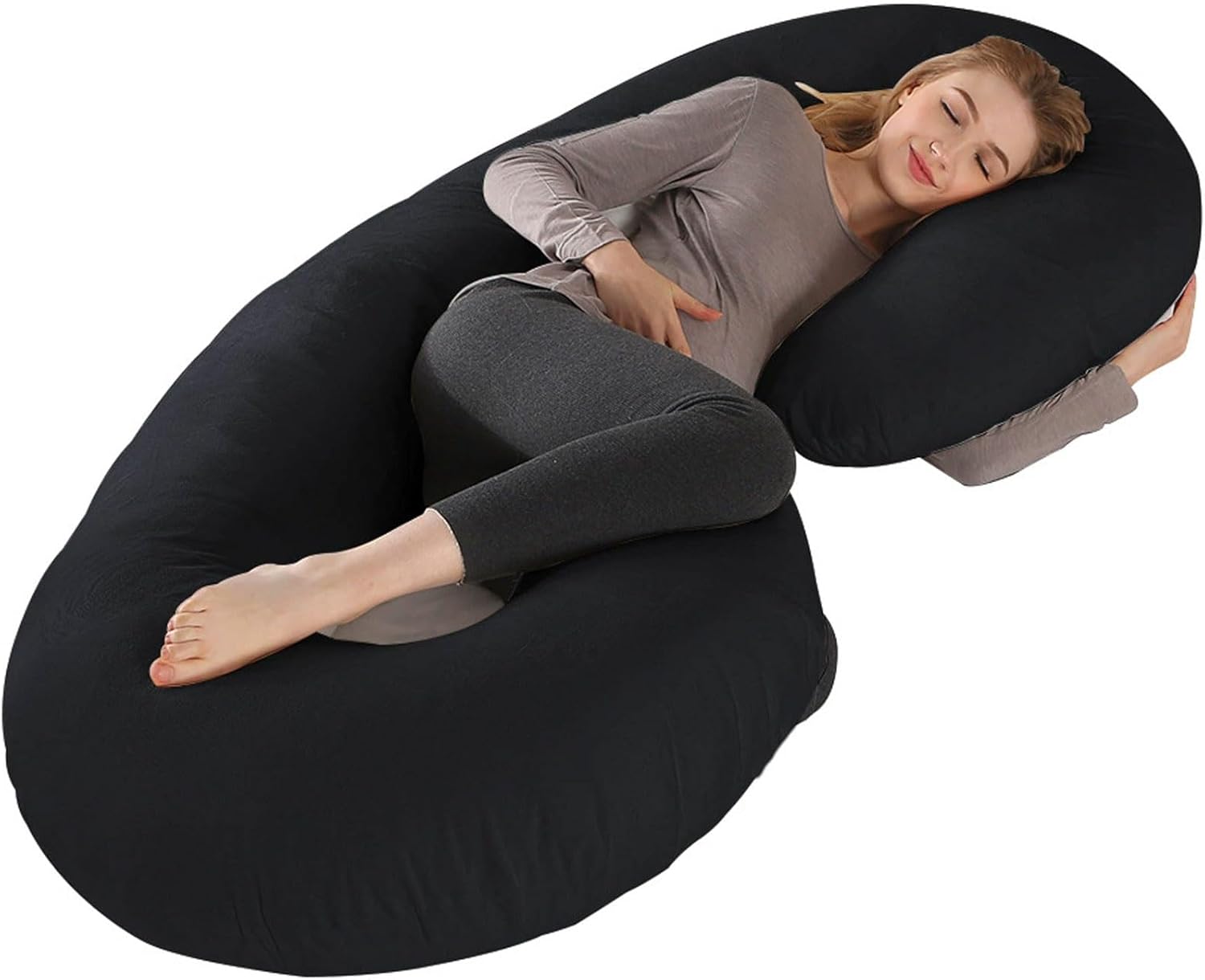HUHJYUGE C Shaped Pregnancy Pillow for Side Sleepers, Full Body Maternity Pillow for Back and Belly Support, Nursing Cushion for Pregnant Women, Body Pillow for Comfortable Rest (11)