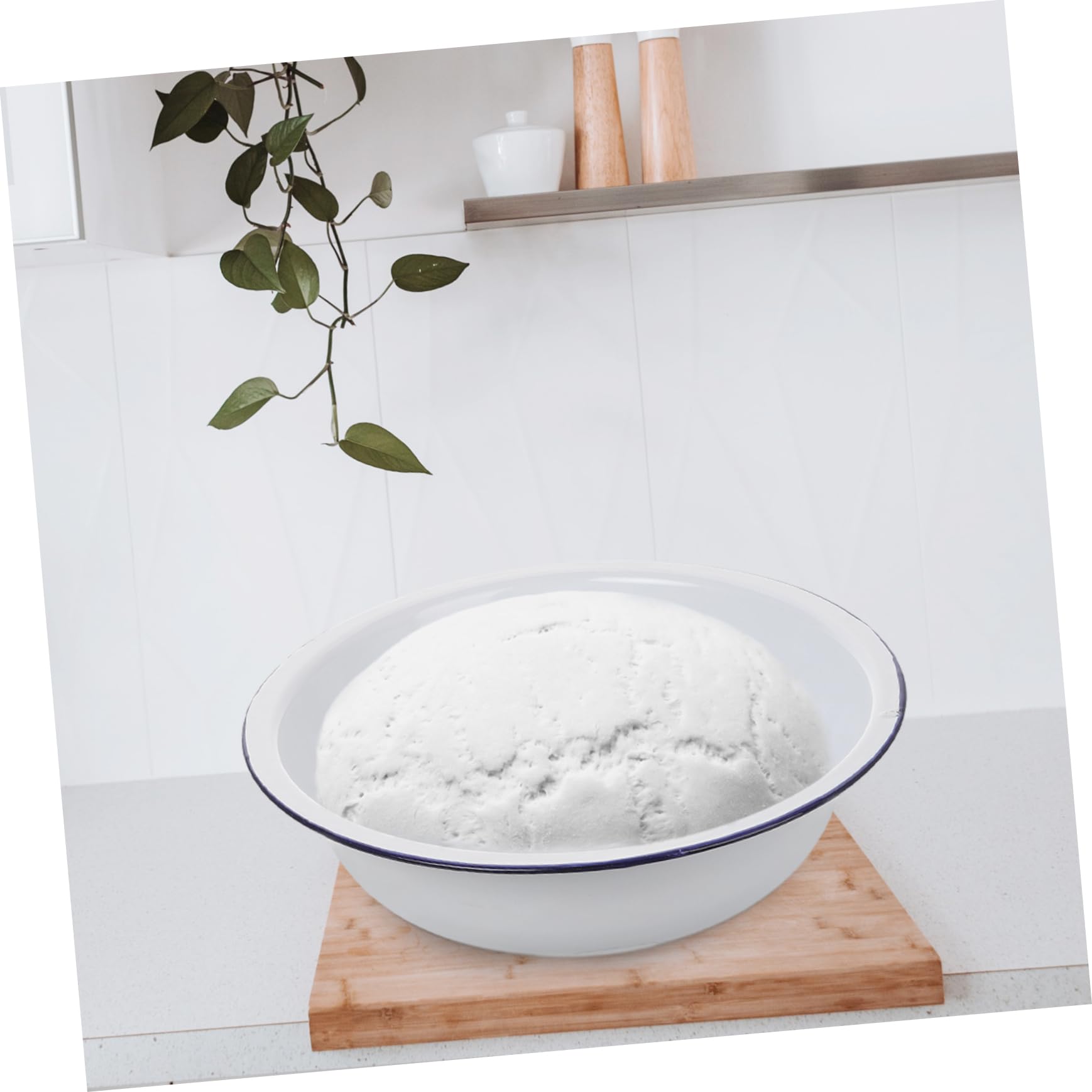 Tofficu Cuenco Grande de Esmalte Blanco para Mezclar, Fácil de Limpiar, Versátil y Retro, Adecuado para Cocina y Lavado de Frutas