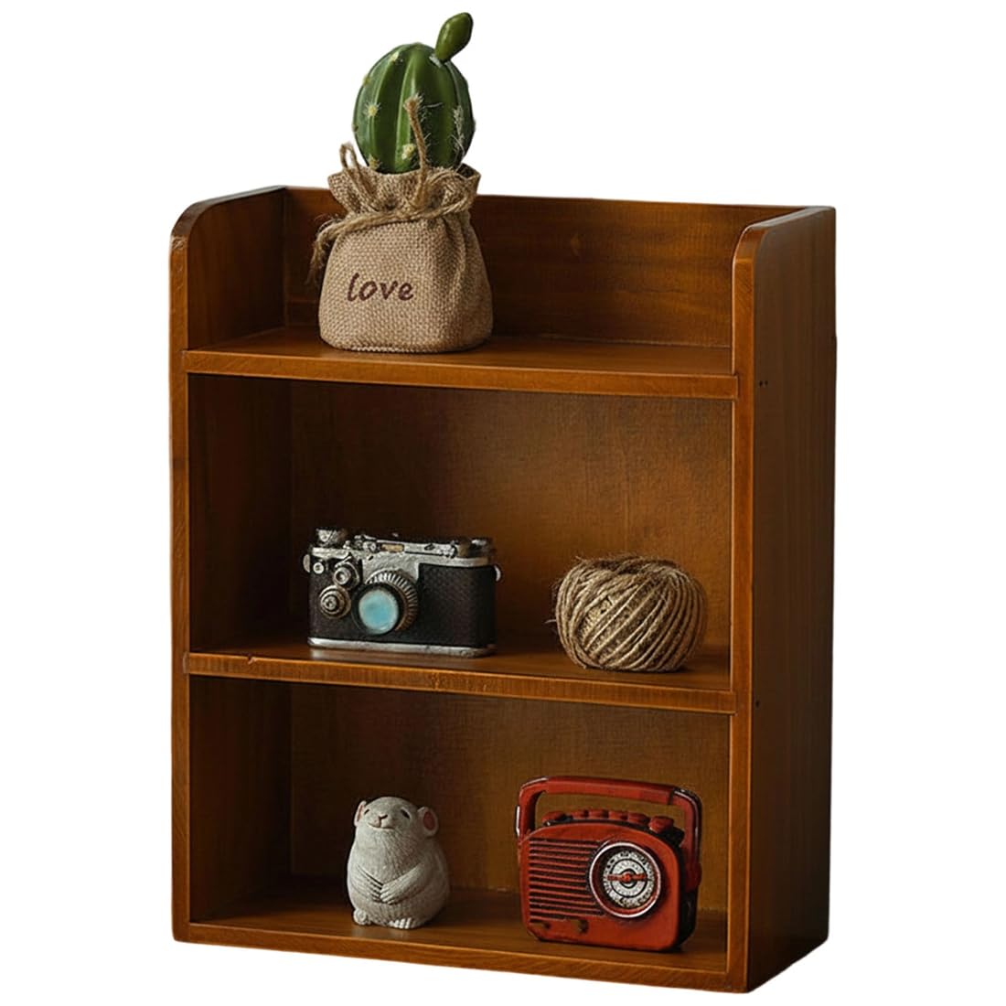 UDSKNV[KSL Wooden Desktop Cup Storage Box Real Wood Display Cabinet Mugs Retro Organizer Rectangular Ape Supplies Kitchen B