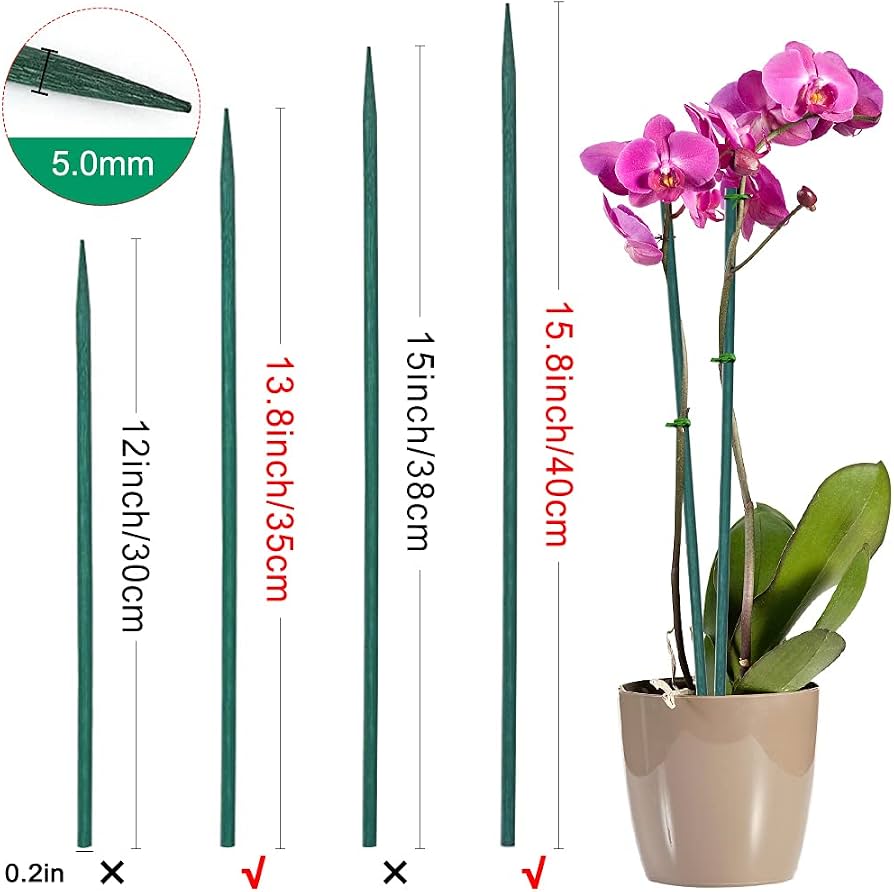TIHOOD 100 Stück Bambus-Gartenstäbe (45,7 Cm) Mit 100 Metallbindern – Pflanzstützen Für Tomaten, Blumen & DIY