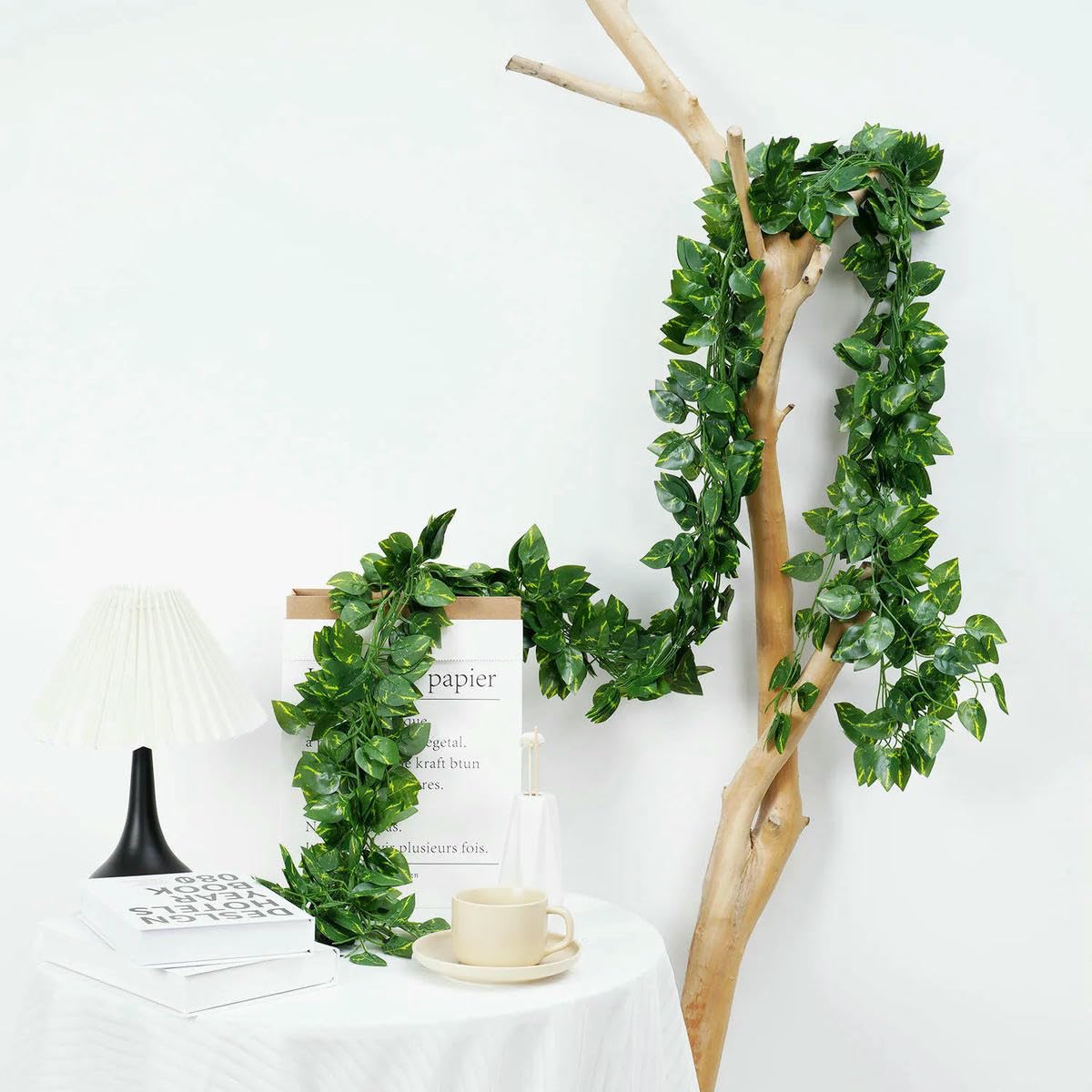 1Pc 200Cm Green Vine Silk Artificial Ivy Hanging Leaf Garland Plant Creeper Leaf Home Wedding Garden Bathroom Decoration-T07
