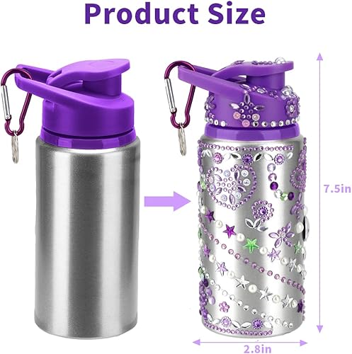 Miniatura 4 de Regalos para niñas, decora tus propias botellas de agua con calcomanías de arte de gemas, personaliza regalos de cumpleaños para niñas, kit de